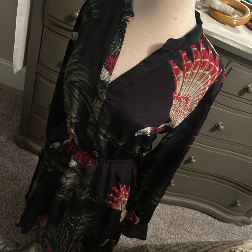 All Saints Tropical Print Long Sleeve Dress - Picture 2 of 5